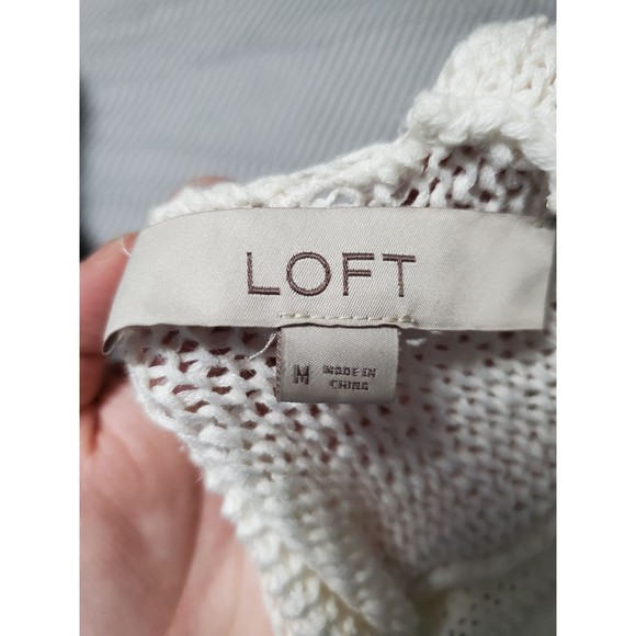 LOFT Crewneck Open Back Pullover White Sweater Size Med - Picture 4 of 4